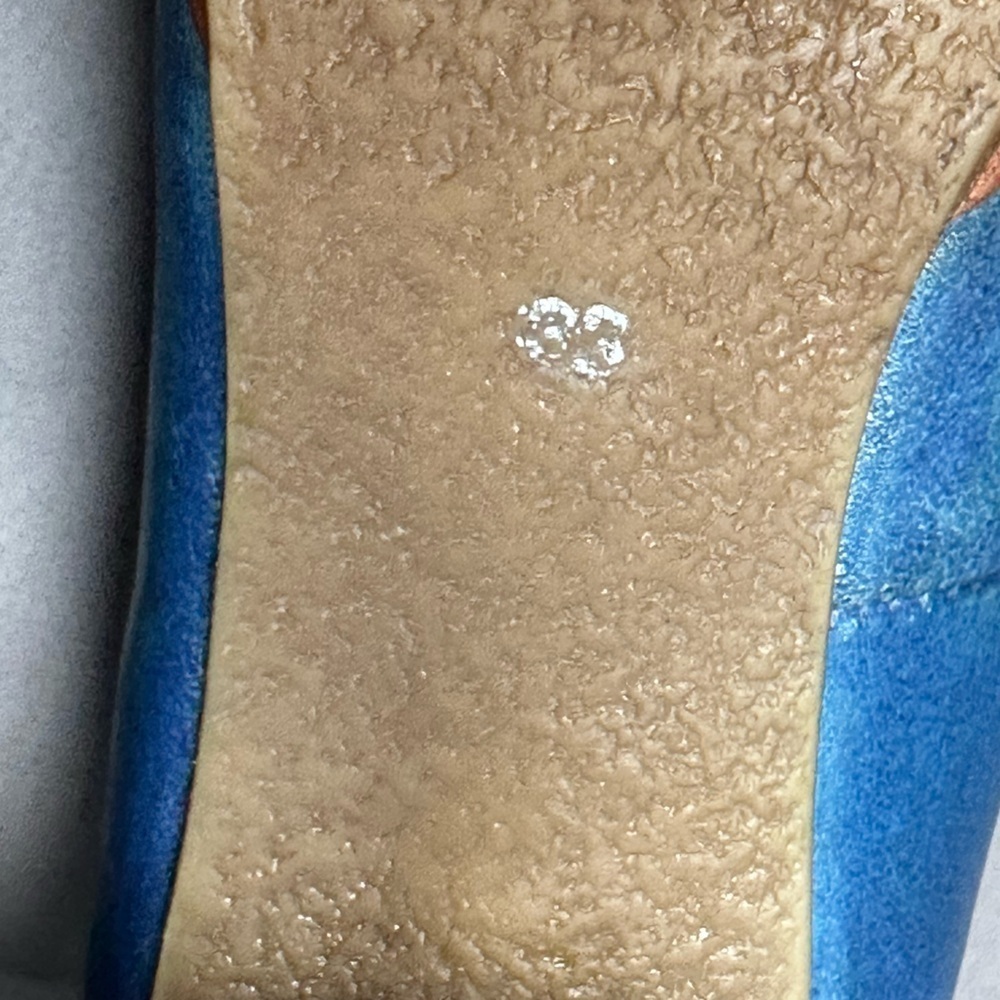 MJUS. blue leather block heel shoe size 38 EU (8US) - Picture 8 of 8